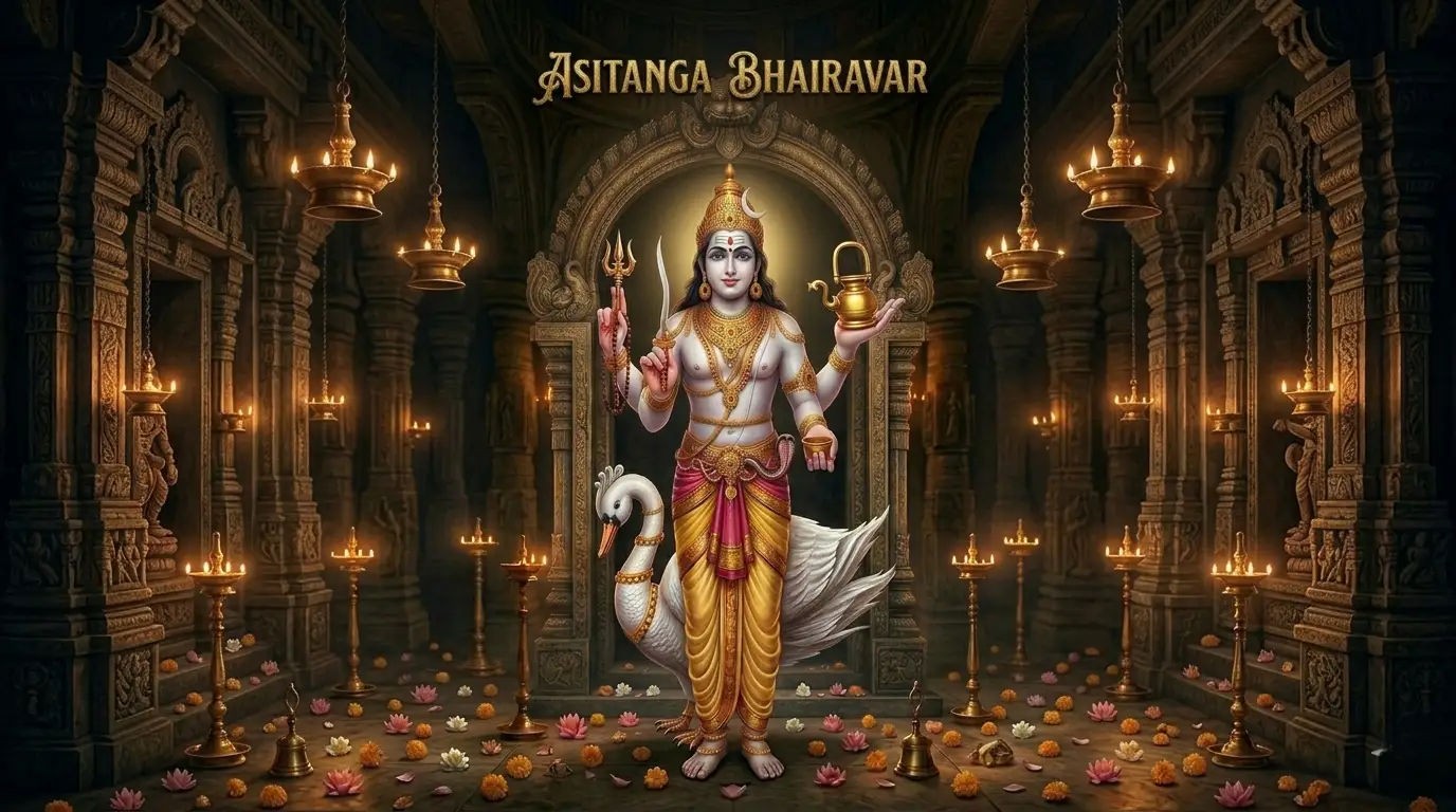 Statue of Asitanga Bhairavar the deity of wisdom and education