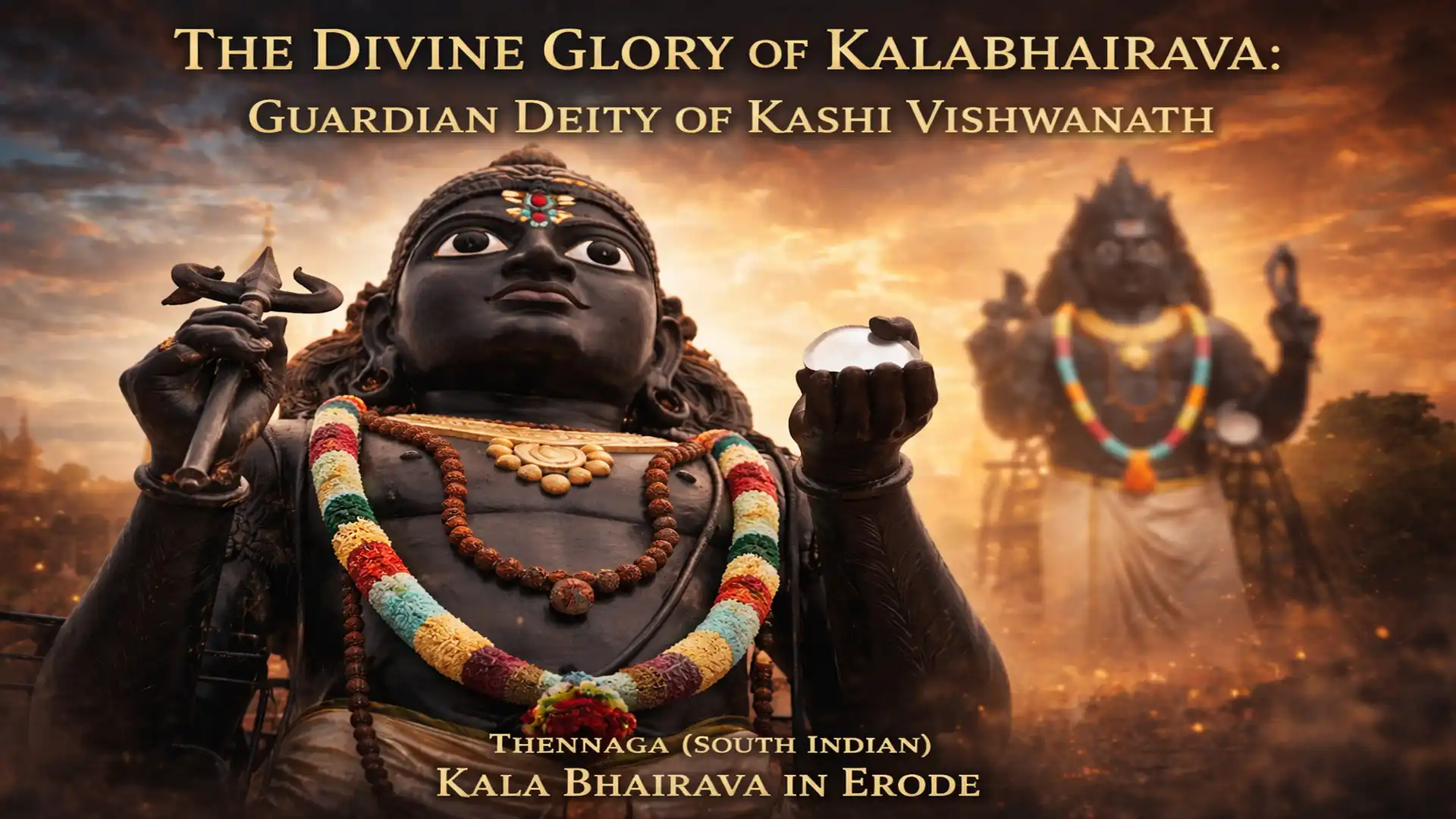 Sacred image of Lord Kalabhairava, the guardian deity of Kashi Vishwanath Temple in Varanasi
