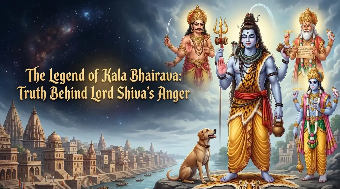 Fierce avatar of Lord Kala Bhairava emerging from Shiva's third eye