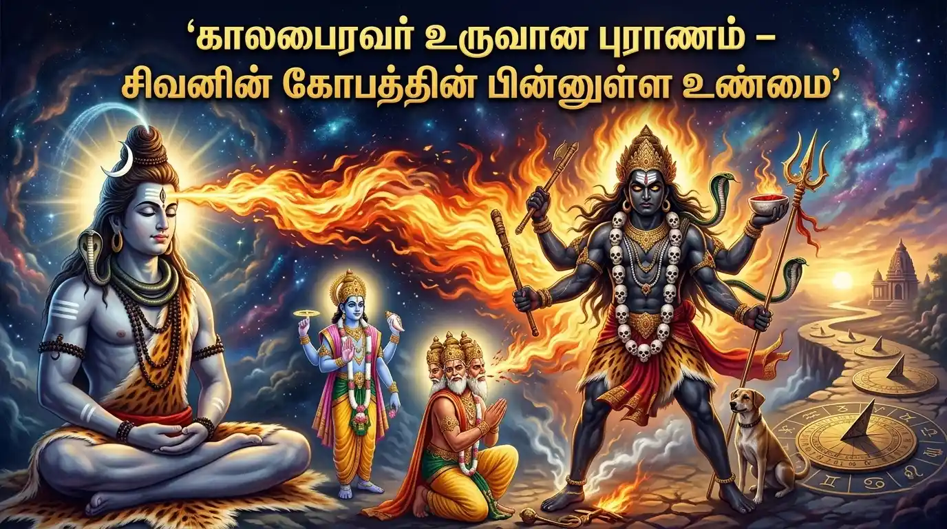 சிவனின் நெற்றிக்கண்ணில் இருந்து தோன்றிய காலபைரவர் அவதாரம்