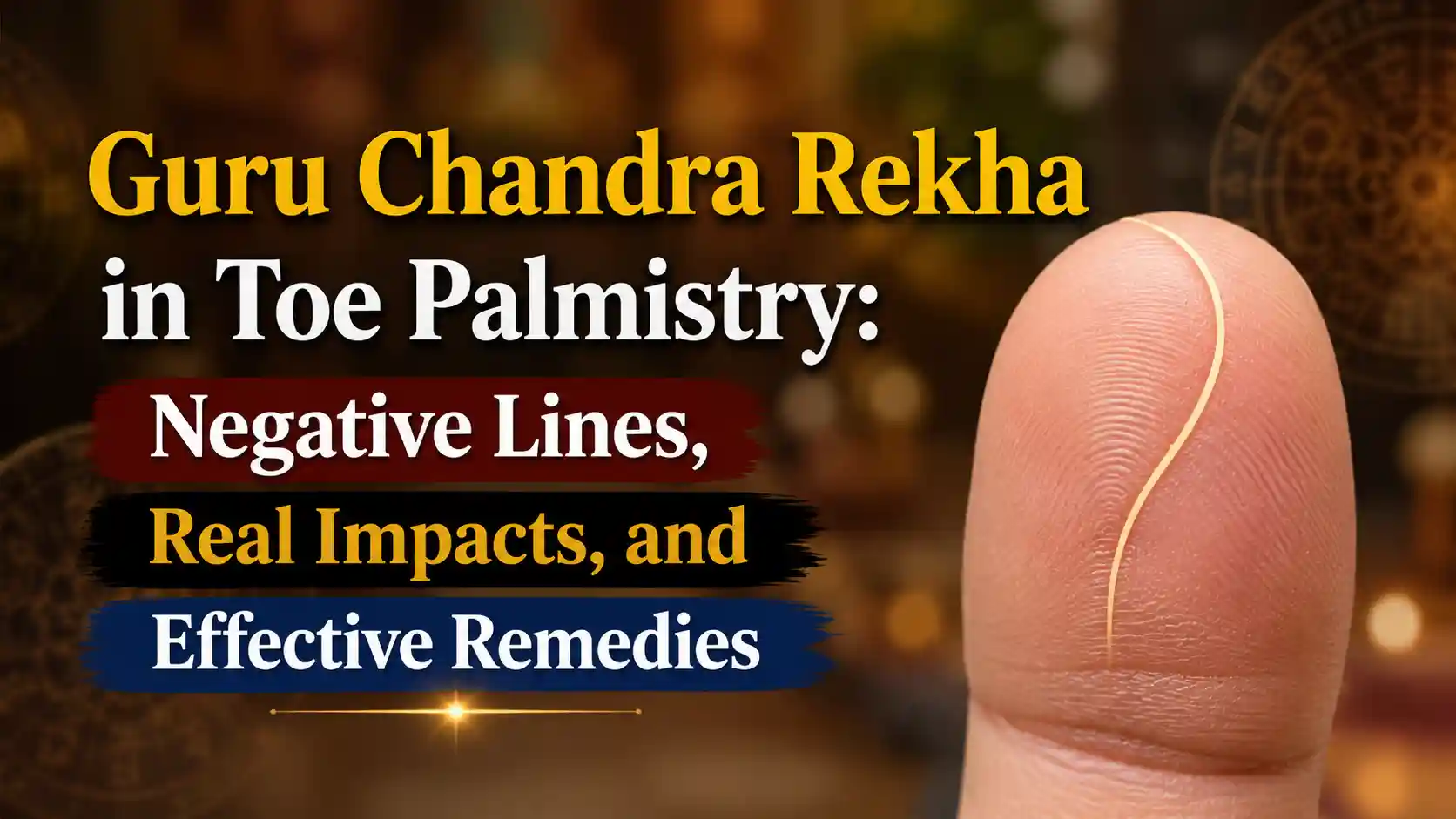 Diagram showing Guru Chandra Rekha dosha lines and remedy markings on the big toe