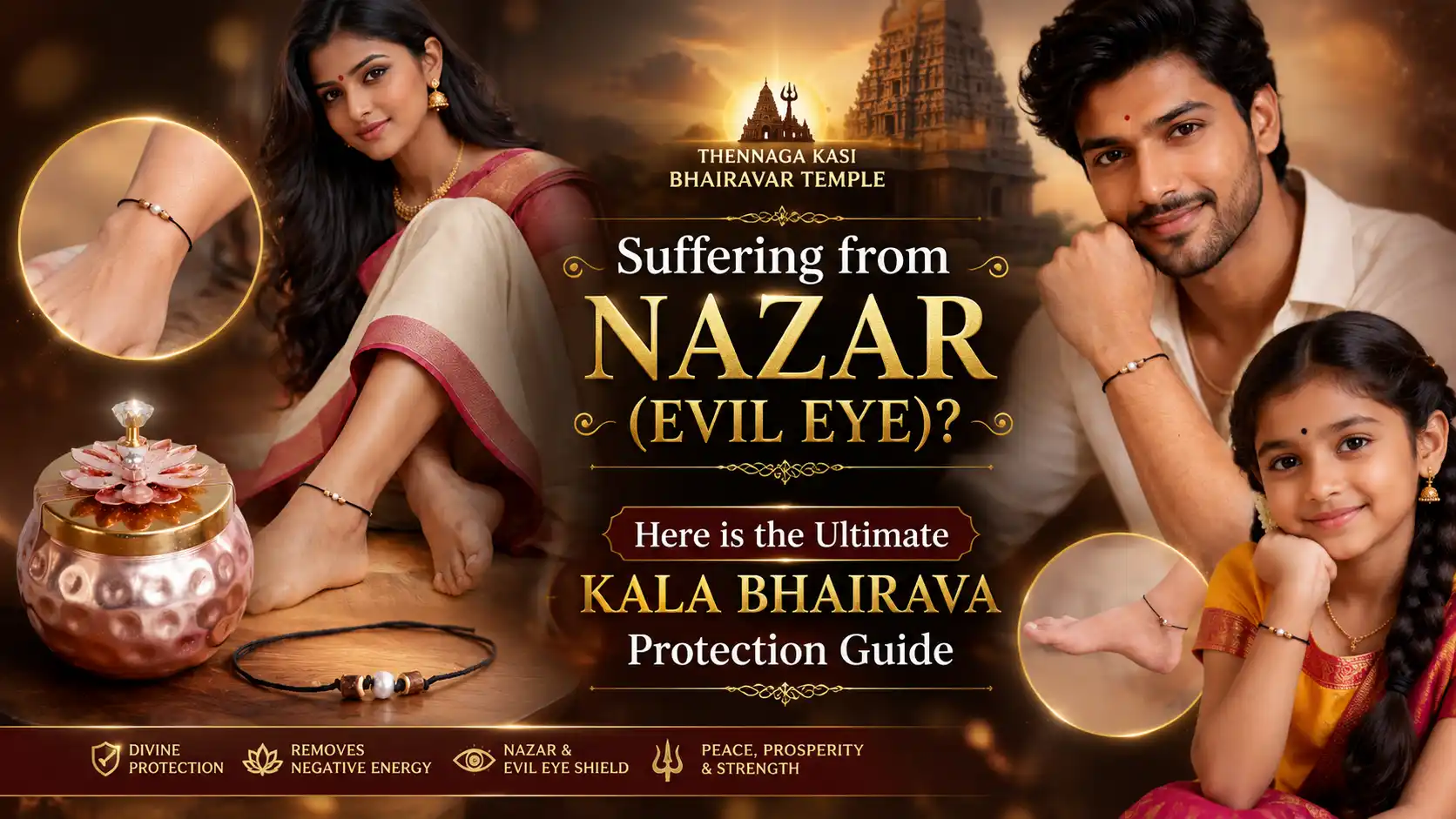 Bhairava Rakshi protection bracelet worn on wrist