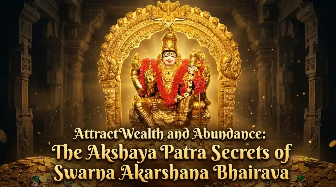 Swarna Akarshana Bhairava with the sacred Akshaya Patra representing wealth, abundance, prosperity, and divine blessings.