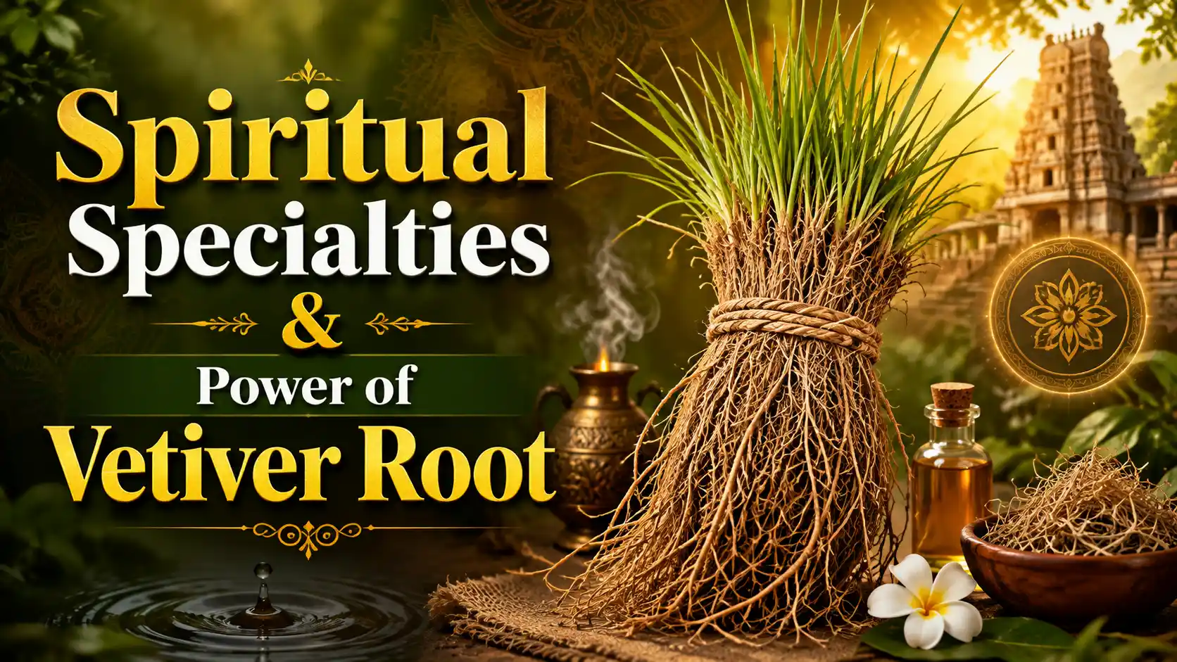 Bundle of dried Vetiver roots used for spiritual rituals and home protection.