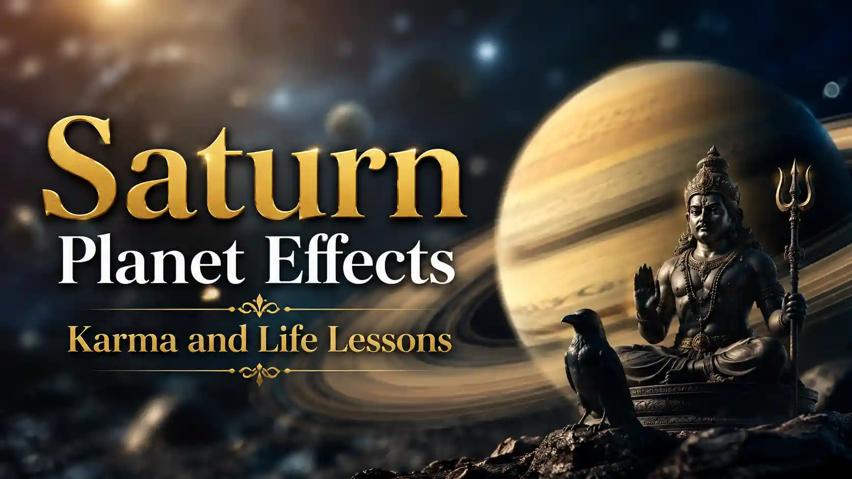 Illustration of Saturn (Shani) representing karma, discipline, patience, and life lessons in Vedic astrology