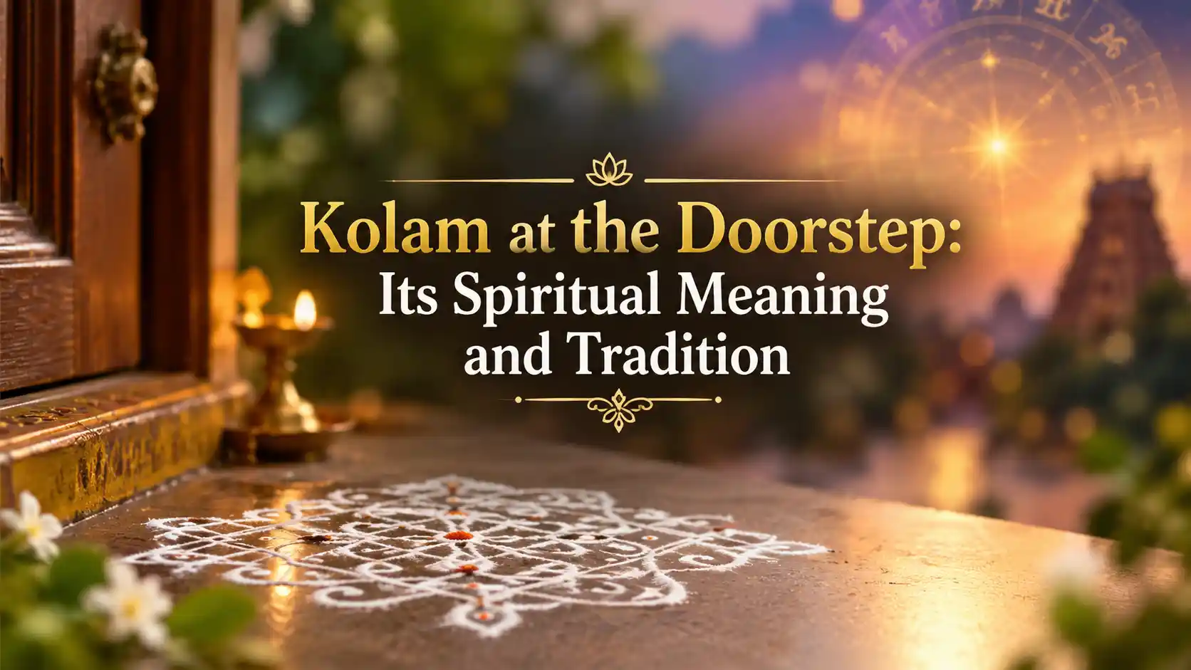 Traditional Kolam drawn at the doorstep in the morning