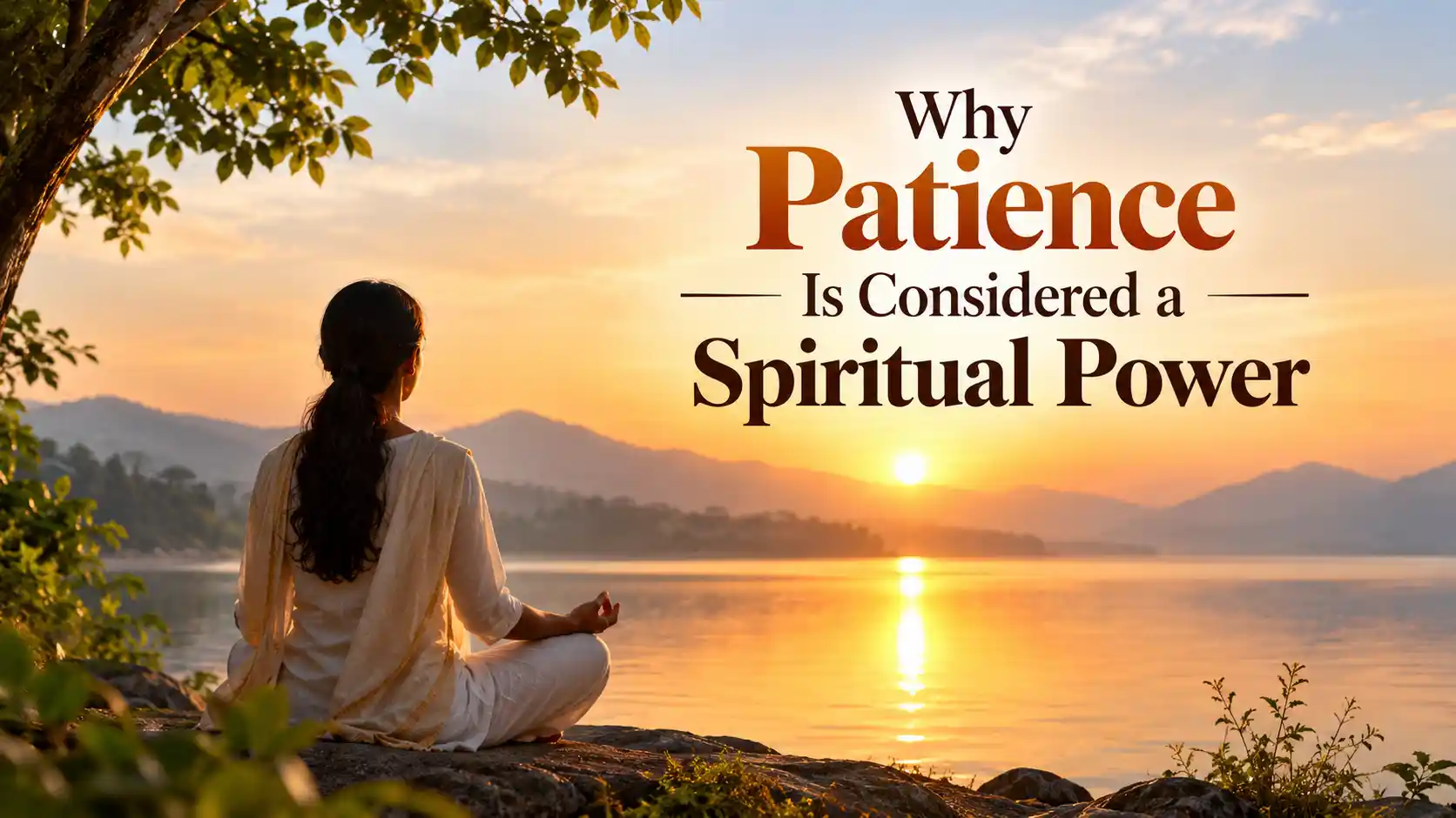 A person meditating peacefully in nature, representing patience as a spiritual power.